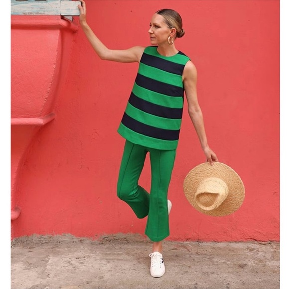 NEW NWT Tuckernuck x Atlantic-Pacific Kelly Green Navy Stripe Emma Blouse Large - Picture 3 of 9